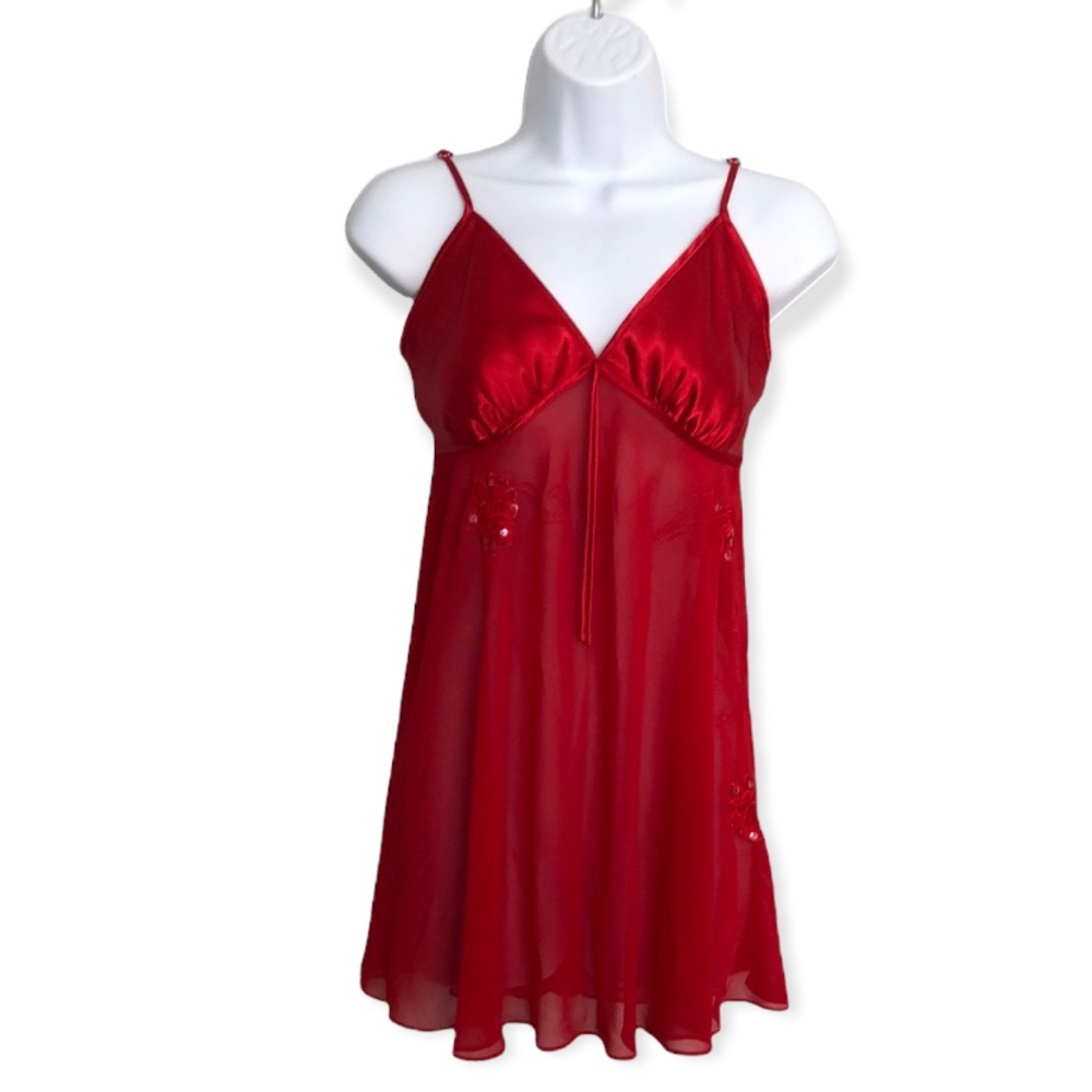 California Dynasty Red Satin Dress Womens Size M